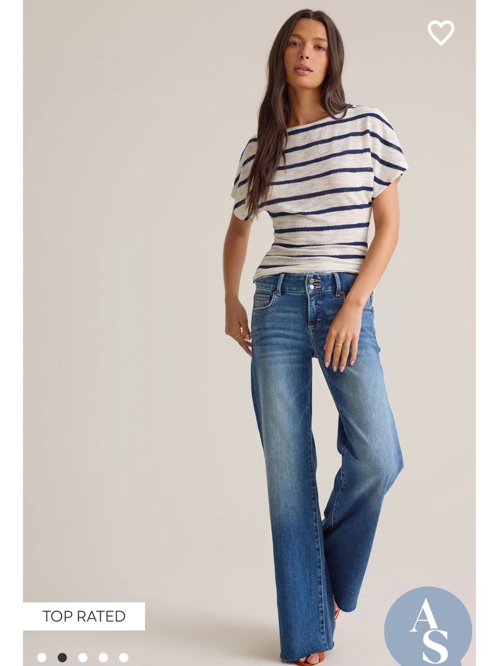 NWT ALTARD STATE EMERSYN STRIPED FITTED TOP XL IVORY/NAVY - Picture 3 of 7